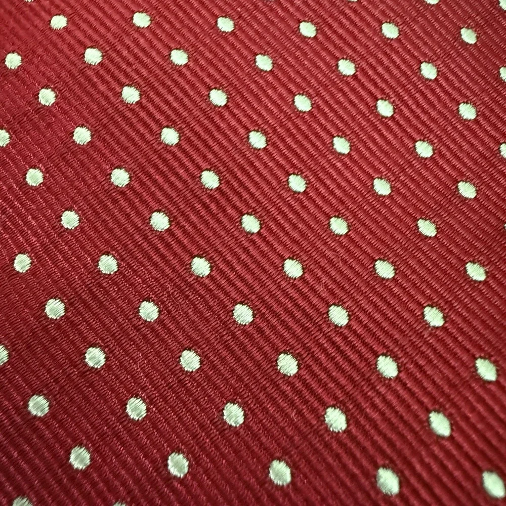 Lands' End 100% Silk Long Tie Necktie Burgundy Polka Dot Pattern 60.5